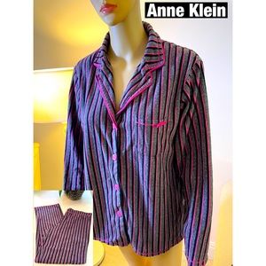 Anne Klein Striped Pajama Set Sz M
